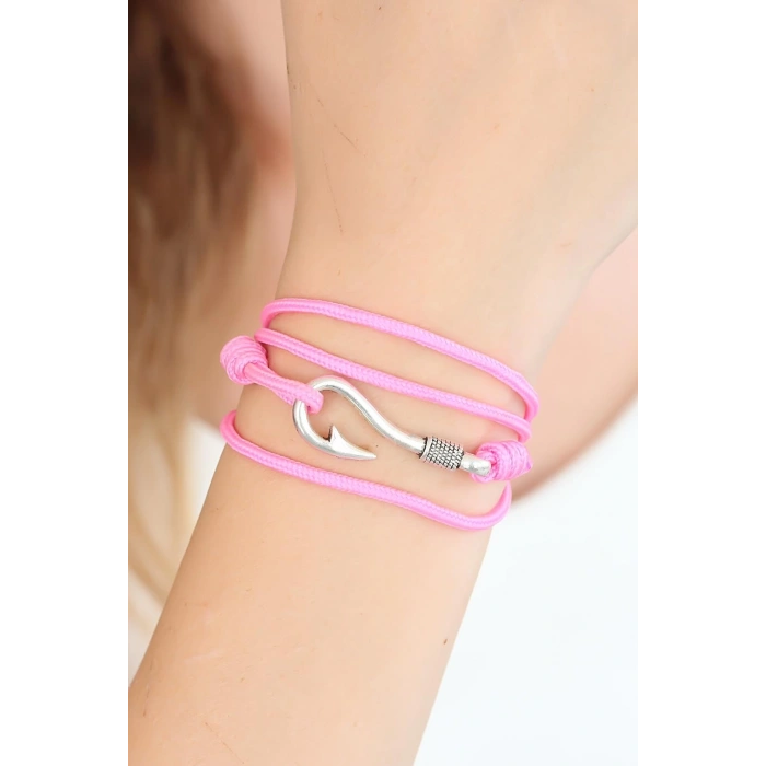 Dodes Dodes Pembe Renk Gümüş Metal Kancalı Bayan Çoklu Bileklik TG27BB2371-KS