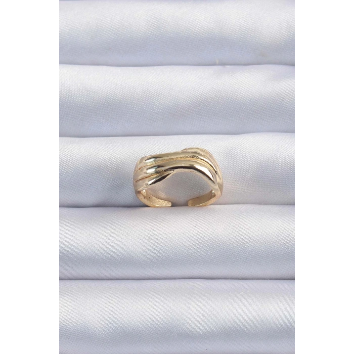 Dodes Dodes Pirinç Altın Renk Kıvrımlı Ayarlanabilir Yüzük TG27BYK3291