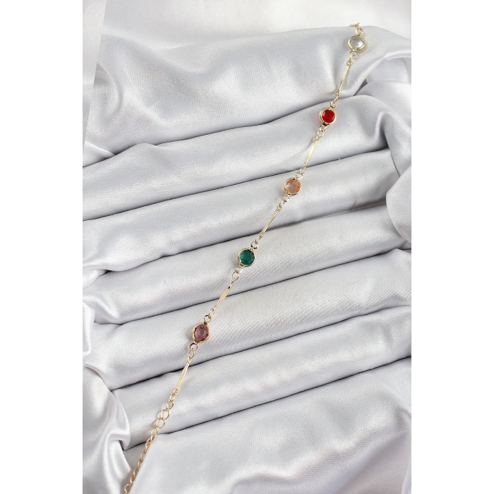 Dodes Dodes Pirinç Asorti Model Gold Renk Zirkon Taşlı Kadın Bileklik TG27BB7039