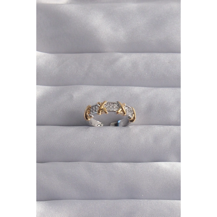 Dodes Dodes Pirinç Ayarlamalı Gümüş Renk Zirkon Taşlı XOXO Model Yüzük TG27BYK3284