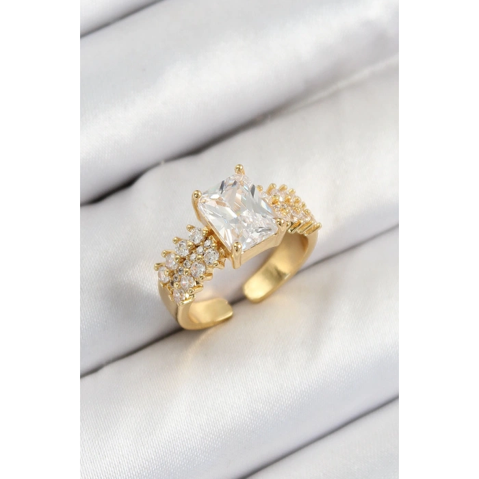 Dodes Dodes Pirinç  Büyük Zirkon Taşlı Model Gold Renk Kadın Yüzük TG27BYK3800