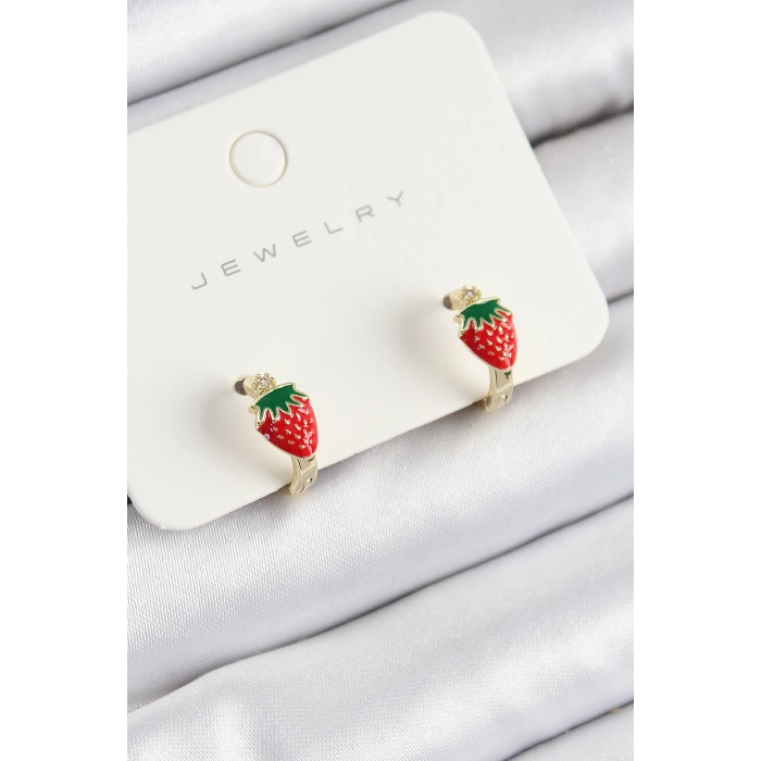 Dodes Dodes Pirinç Çilek Model Gold Renk Çocuk Küpe TG27BKP10906