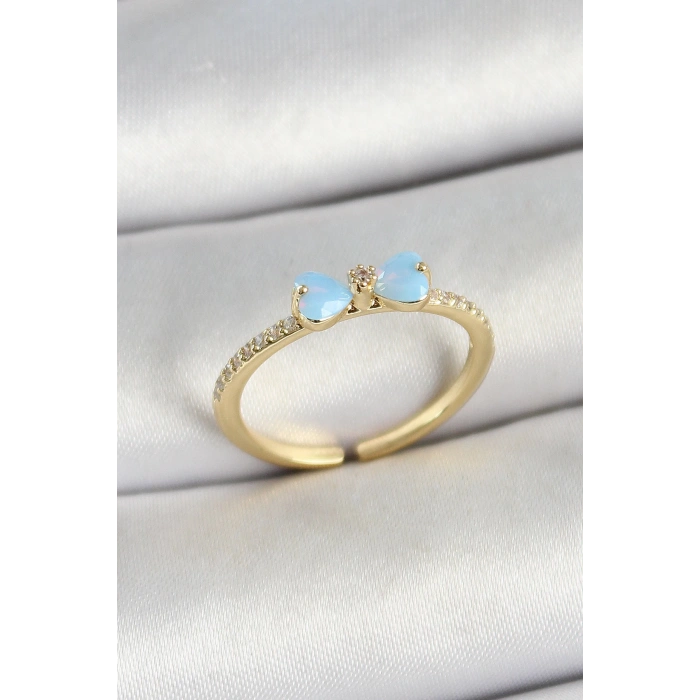 Dodes Dodes Pirinç Fiyonk Figürlü Zirkon Taşlı Gold Renk Ayarlanabilir Kadın Yüzük TG27BYK3773