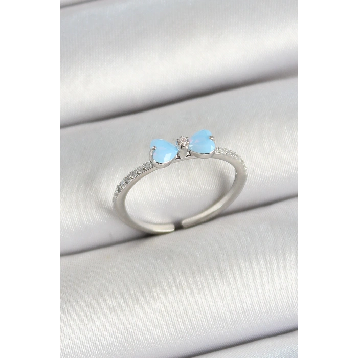 Dodes Dodes Pirinç Fiyonk Figürlü Zirkon Taşlı Gümüş Renk Ayarlanabilir Kadın Yüzük TG27BYK3765