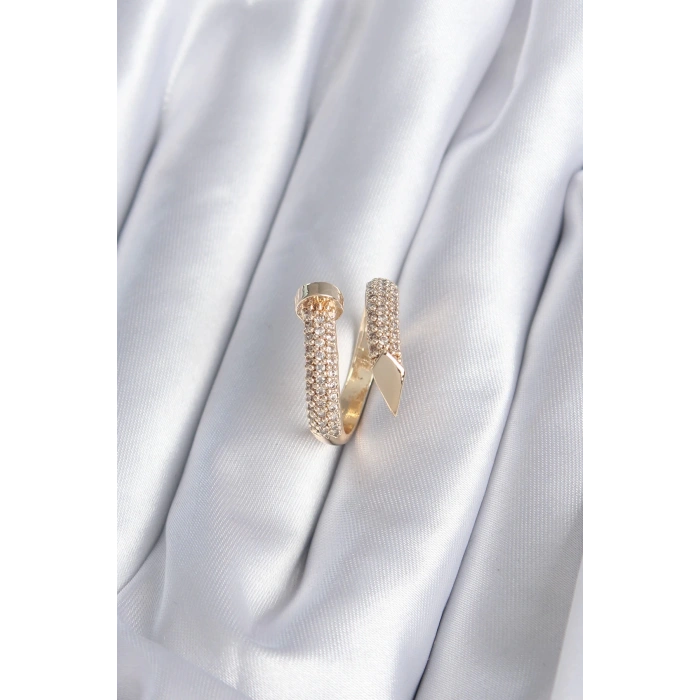 Dodes Dodes Pirinç Gold Renk Çivi Model Zirkon Taşlı Kadın Yüzük TG27BYK2878