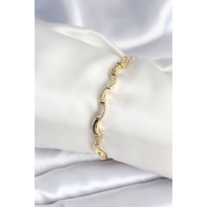 Dodes Dodes Pirinç Gold Renk Dalgalı Model Kadın Bileklik TG27BB7962