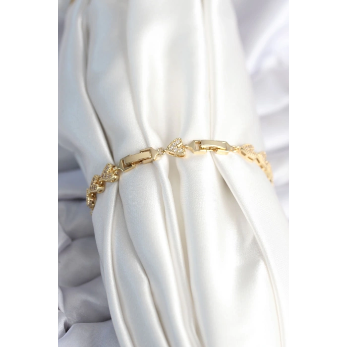 Dodes Dodes Pirinç Gold Renk Kalp Model Kadın Bileklik TG27BB7982