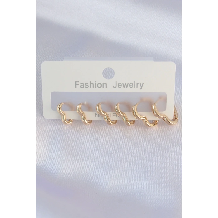 Dodes Dodes Pirinç Gold Renk Kalp Model Küpe Seti TG27BKP8992