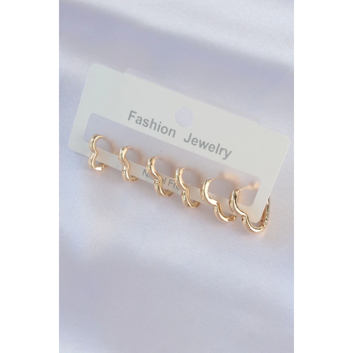 Dodes Dodes Pirinç Gold Renk Kalp Model Küpe Seti TG27BKP8992