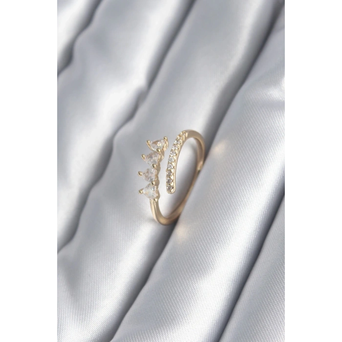 Dodes Dodes Pirinç Gold Renk Kalp Zirkon Taş Detay Kadın Yüzük TG27BYK2987