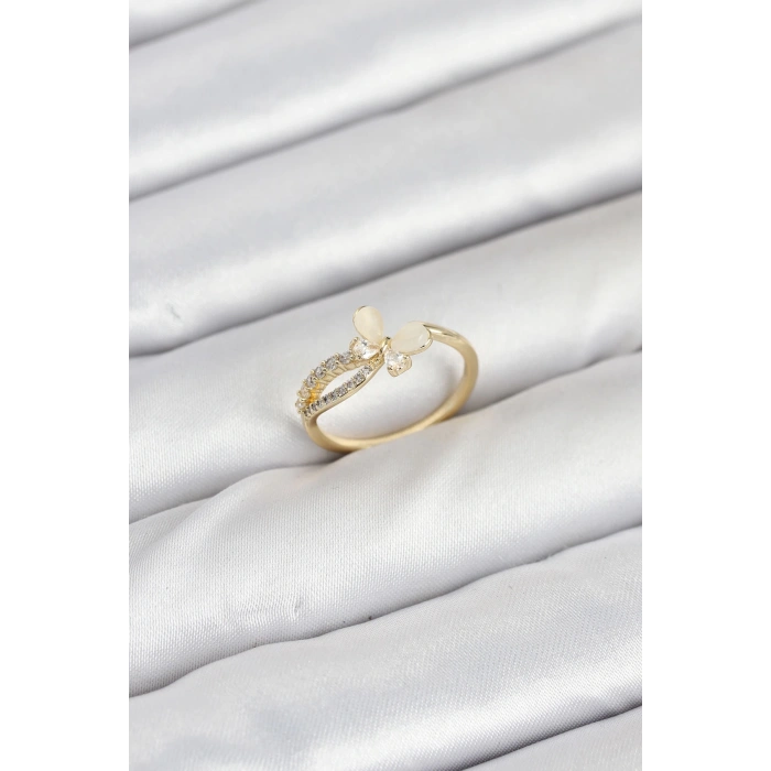 Dodes Dodes Pirinç Gold Renk Kelebek Zirkon Taşlı Kadın Yüzük TG27BYK3854
