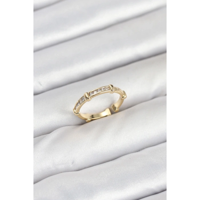 Dodes Dodes Pirinç Gold Renk Kemik Model Zirkon Taşlı Kadın Yüzük TG27BYK3888
