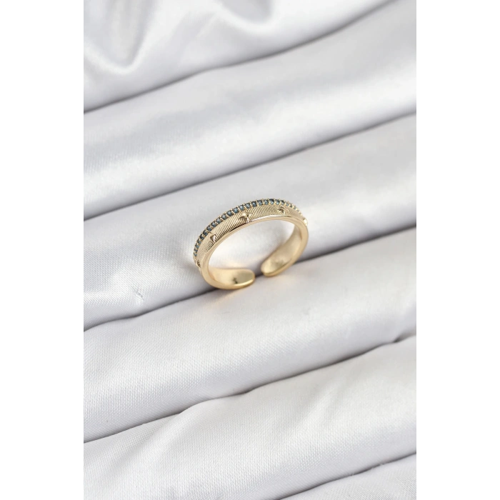 Dodes Dodes Pirinç Gold Renk Sıralı Zirkon Taşlı Kutup Yıldızı Model Kadın Yüzük TG27BYK3836