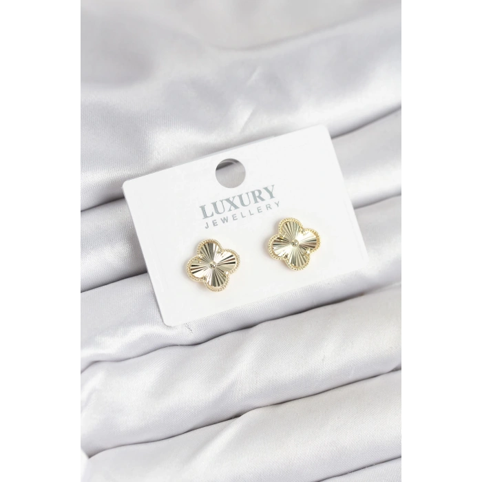 Dodes Dodes Pirinç Gold Renk Tekli Yonca Kadın Küpe TG27BKP11232