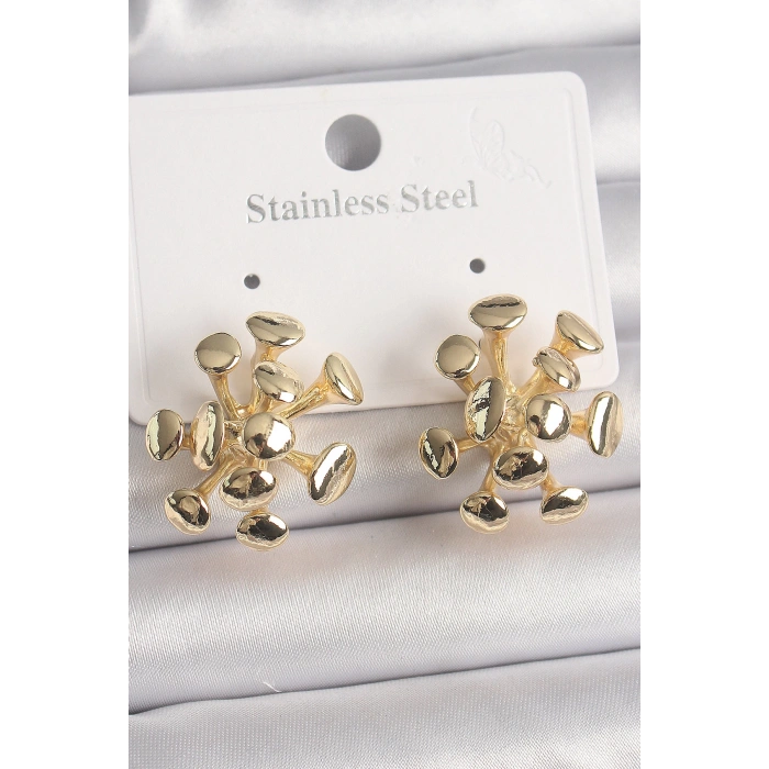 Dodes Dodes Pirinç Gold Renk Virüs Figür Model Kadın Küpe TG27BKP10070