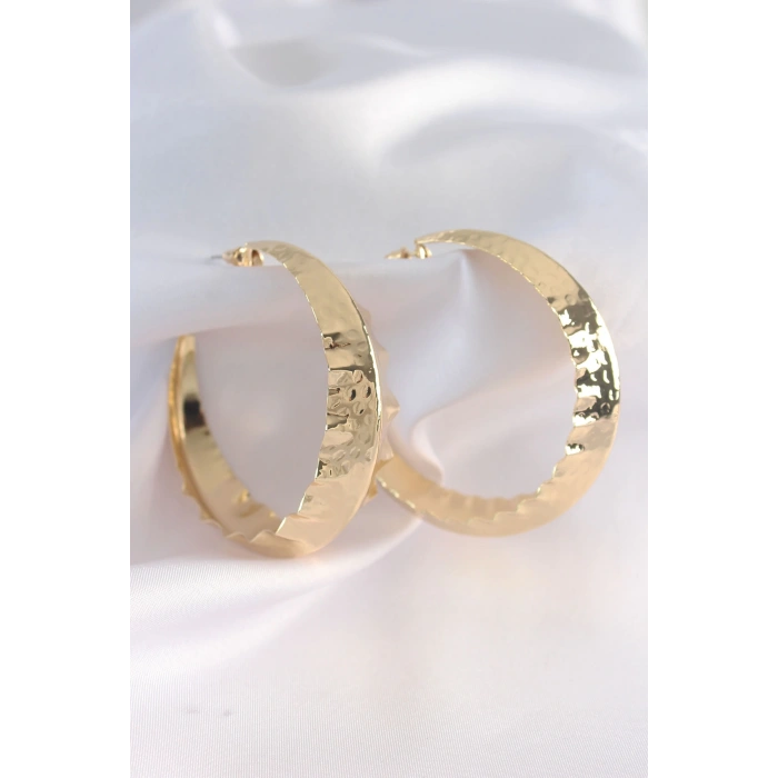 Dodes Dodes Pirinç Gold Renk Yaprak Desenli Halka Küpe TG27BKP8921