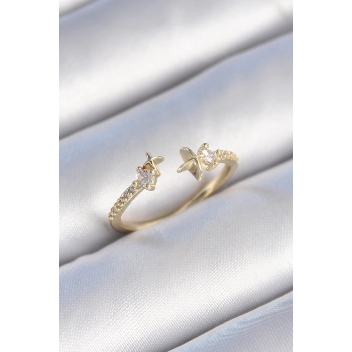 Dodes Dodes Pirinç Gold Renk Zirkon Taş Detay Yıldız Model Kadın Yüzük TG27BYK3446