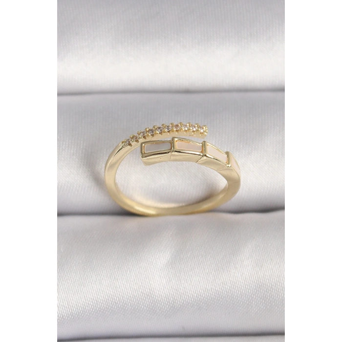 Dodes Dodes Pirinç Gold Renk Zirkon Taş Detaylı Yılan Model Ayarlanabilir Yüzük TG27BYK3539