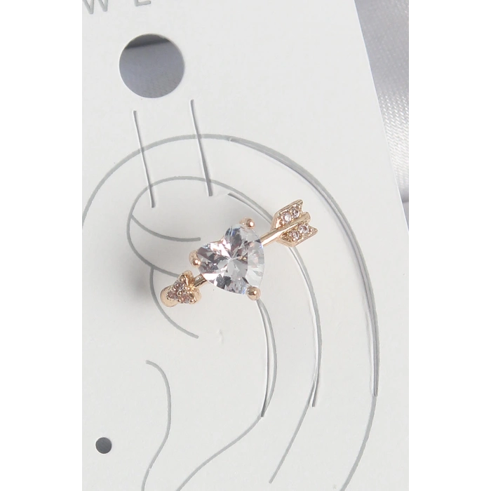 Dodes Dodes Pirinç Gold Renk Zirkon Taşlı Kalp Ok Model Kadın Kıkırdak Küpe TG27BKP10576