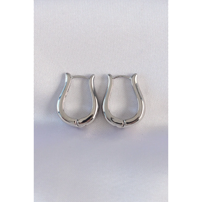 Dodes Dodes Pirinç Gümüş Renk İçi Boş Gül Küpe TG27BKP8977