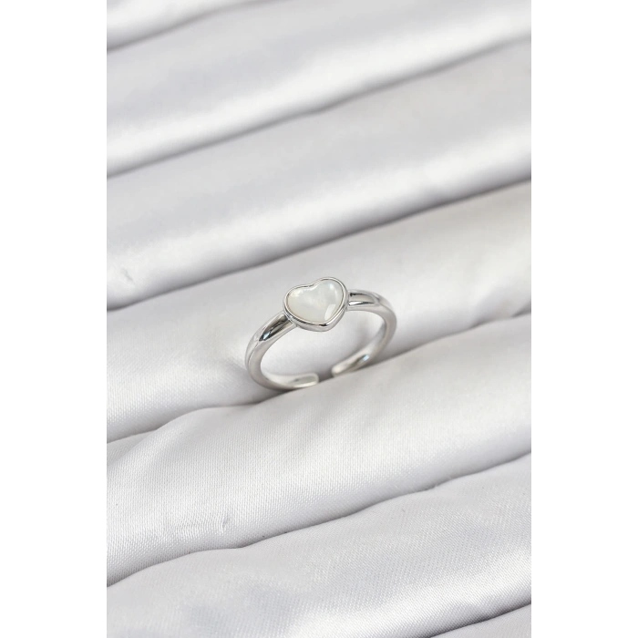 Dodes Dodes Pirinç Gümüş Renk Kalpli Kadın Yüzük TG27BYK3881
