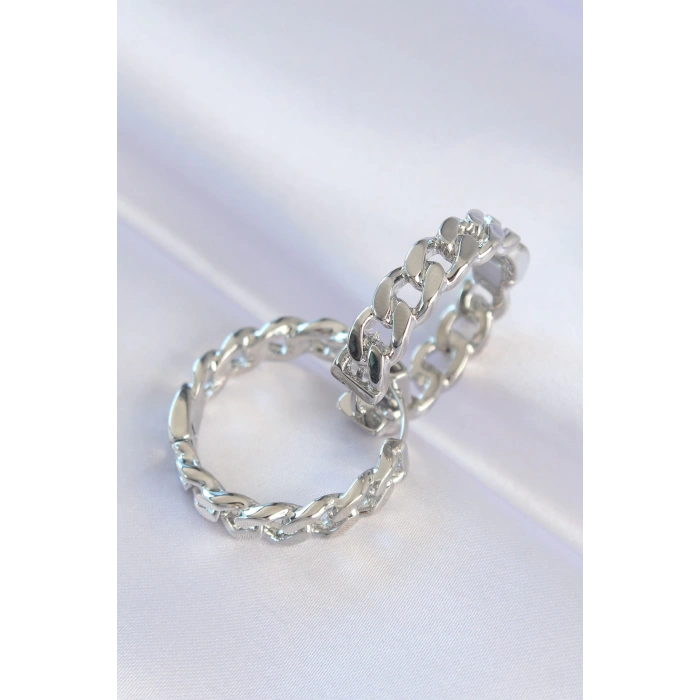 Dodes Dodes Pirinç Gümüş Renk Zincir Model Halka Küpe TG27BKP8971