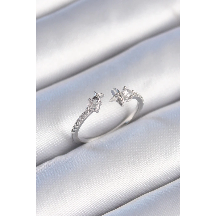 Dodes Dodes Pirinç Gümüş Renk Zirkon Taş Detay Yıldız Model Kadın Yüzük TG27BYK3447