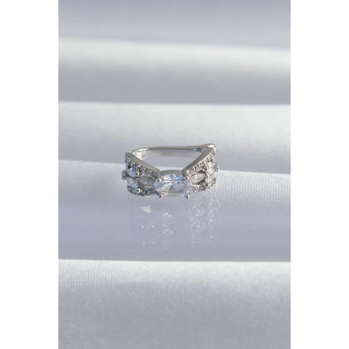 Dodes Dodes Pirinç Gümüş Renk Zirkon Taş Kaplama Earcuff Küpe TG27BKP9336