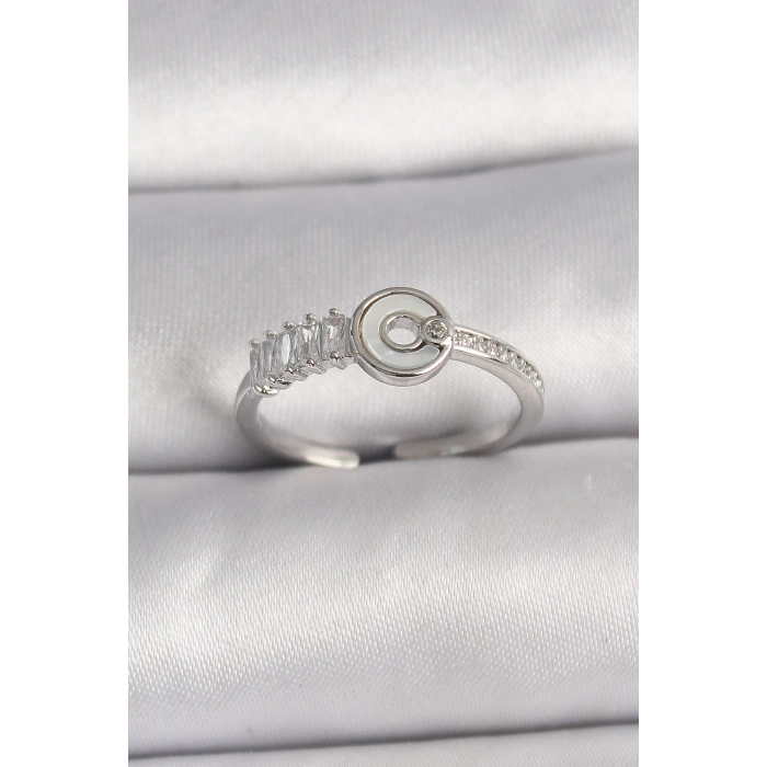 Dodes Dodes Pirinç Gümüş Renk Zirkon Taşlı Ayarlanabilir Kadın Yüzük TG27BYK3562