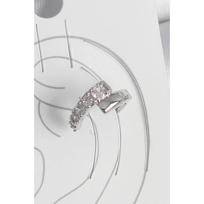 Dodes Dodes Pirinç Gümüş Renk Zirkon Taşlı Kadın Kıkırdak Küpe TG27BKP10556