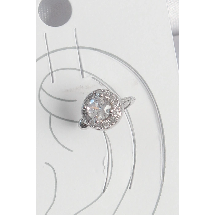 Dodes Dodes Pirinç Gümüş Renk Zirkon Taşlı Kadın Kıkırdak Model Küpe TG27BKP10559