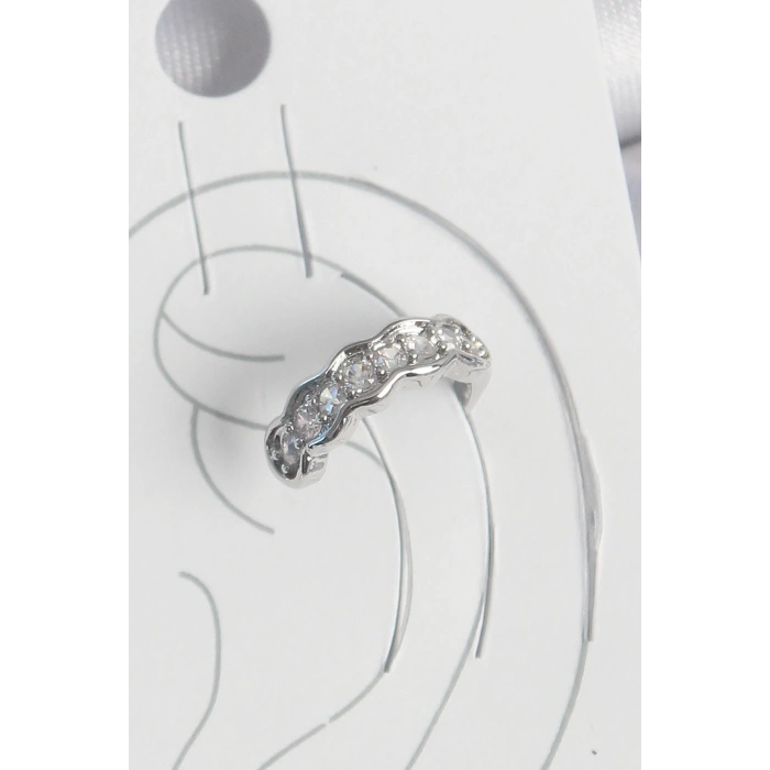 Dodes Dodes Pirinç Gümüş Renk Zirkon Taşlı Kıkırdak Model Kadın Küpe TG27BKP10552