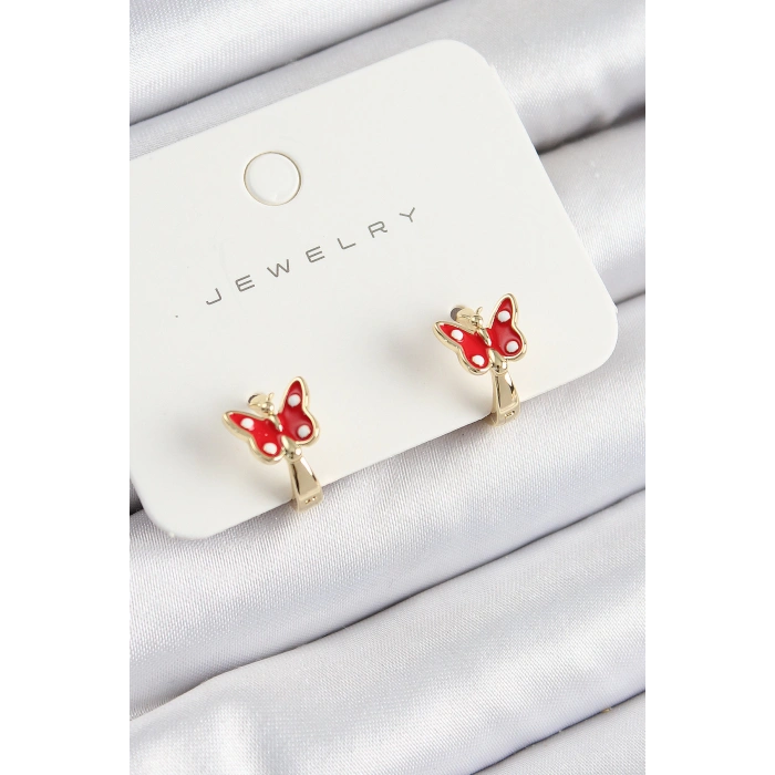 Dodes Dodes Pirinç Kelebek Model Gold Renk Çocuk Küpe TG27BKP10907