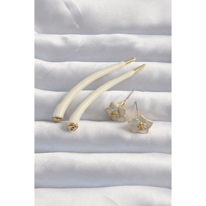 Dodes Dodes Pirinç Krem Renk Botega Küpe TG27BKP9169