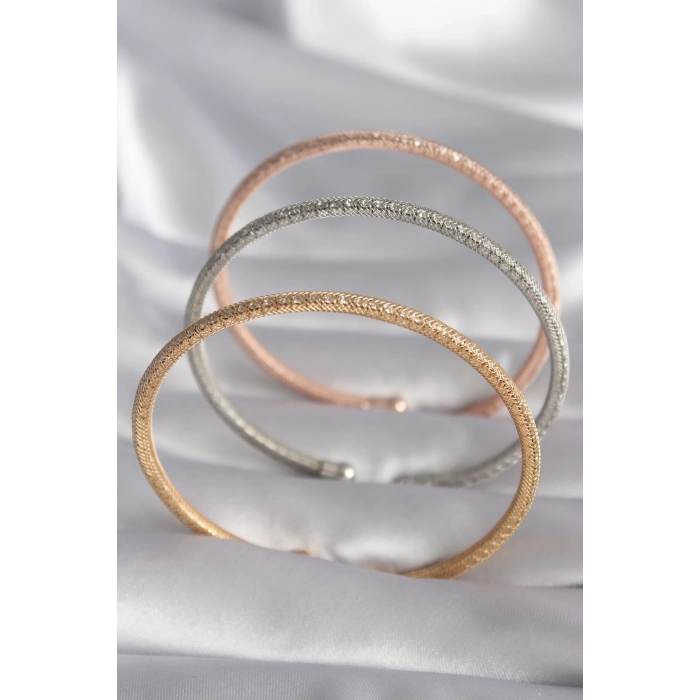 Dodes Dodes Pirinç Mix Renk Hasır Model Zirkon Taş Detay Kadın Bileklik Seti TG27BB5916