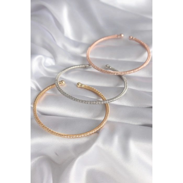 Dodes Dodes Pirinç Mix Renk Hasır Model Zirkon Taş Detay Kadın Bileklik Seti TG27BB5916