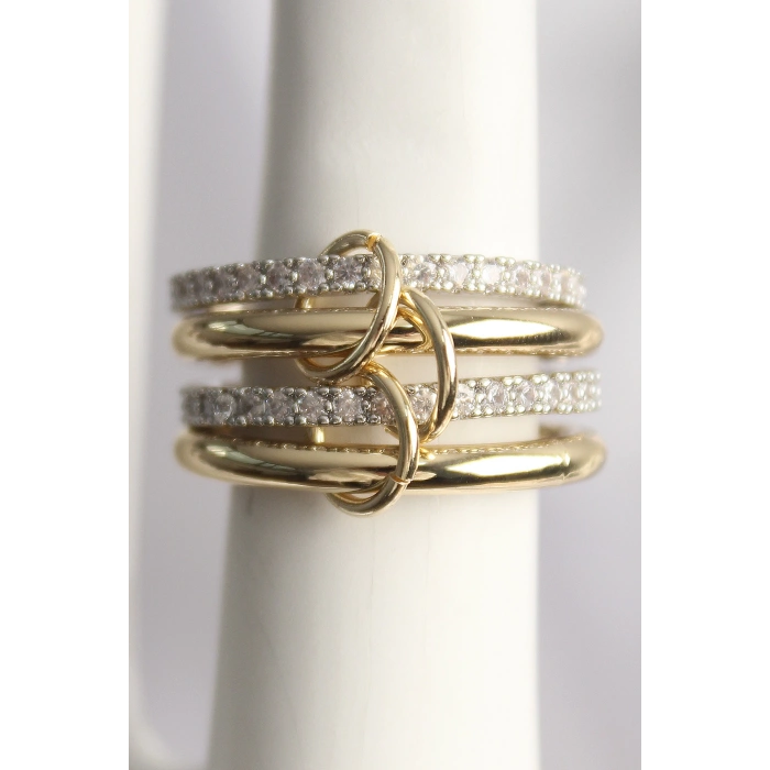 Dodes Dodes Pirinç Mix Renk Zirkon Taşlı 4Lü Kadın Yüzük TG27BYK3706