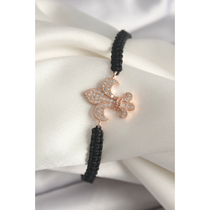 Dodes Dodes Pirinç Rose Renk Zirkon Taşlı Zambak Model Asansörlü Makrome Model Kadın Bileklik TG27BB6802