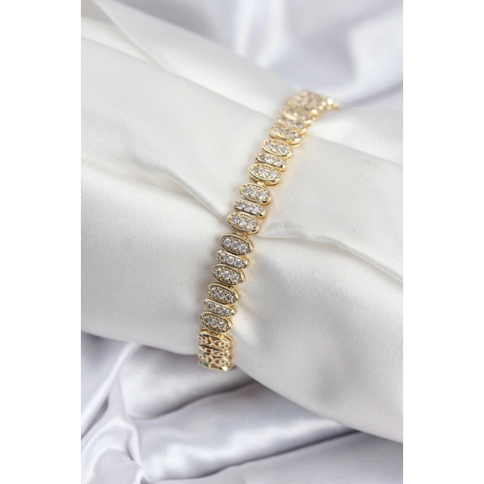 Dodes Dodes Pirinç VIP Seri Gold Renk Oval Sıralı Kadın Bileklik TG27BB7926