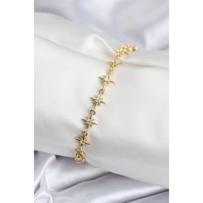 Dodes Dodes Pirinç VIP Seri Gold Renk Sıralı Kutup Yıldızı Kadın Bileklik TG27BB7927