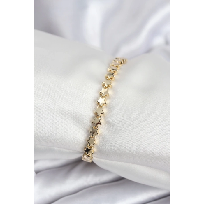 Dodes Dodes Pirinç VIP Seri Gold Renk Sıralı Yıldız Model Kadın Bileklik TG27BB7939