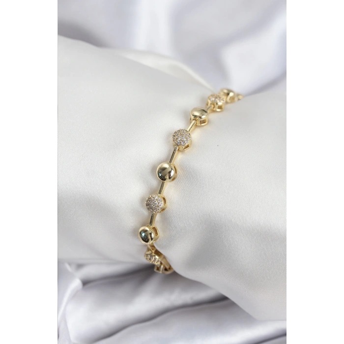Dodes Dodes Pirinç VIP Seri Gold Renk Topçuk Model Kadın Bileklik TG27BB7923