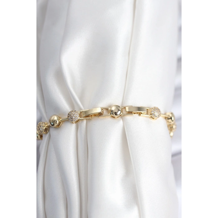 Dodes Dodes Pirinç VIP Seri Gold Renk Topçuk Model Kadın Bileklik TG27BB7923