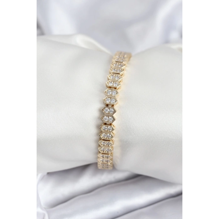 Dodes Dodes Pirinç VIP Seri Gold Renk Zirkon Taşlı Kadın Bileklik TG27BB7920