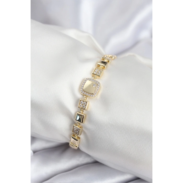 Dodes Dodes Pirinç VIP Seri Gold Renk Zirkon Taşlı Model Kadın Bileklik TG27BB7940