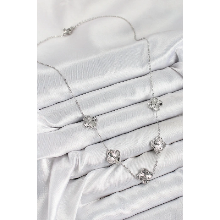 Dodes Dodes Pirinç VIP Yonca Model Gümüş Renk Kadın Kolye TG27BKO10483