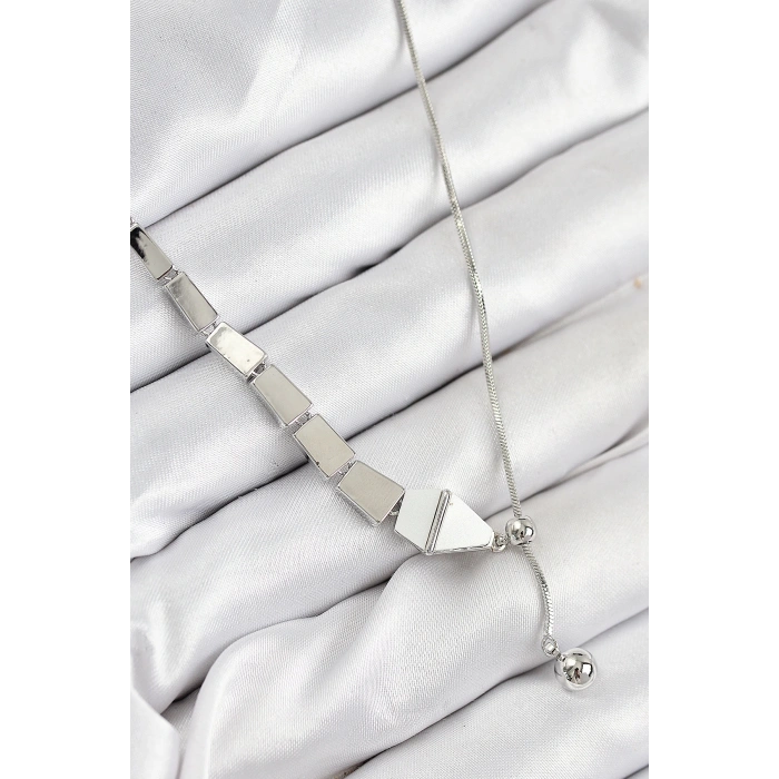 Dodes Dodes Pirinç Yılan Model Gümüş Renk Asansörlü Kadın Kolye TG27BKO10553