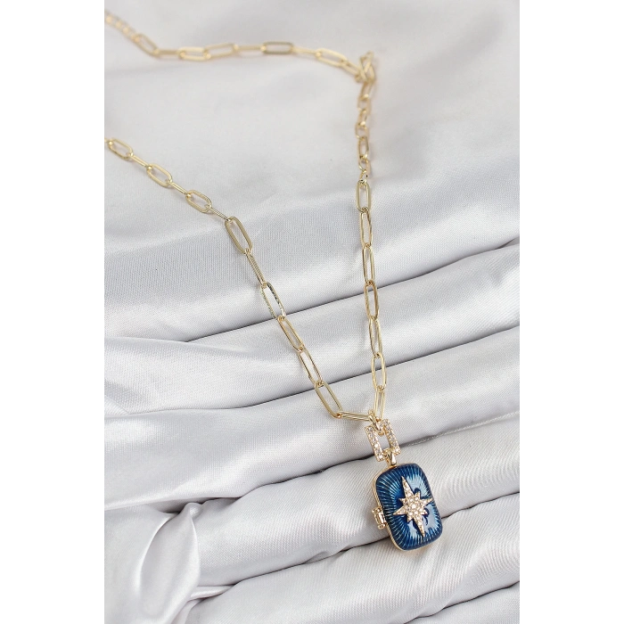 Dodes Dodes Pirinç Zirkon Taşlı Açılabilir Kutup Yıldızı Model Gold Renk Kadın Kolye TG27BKO10430