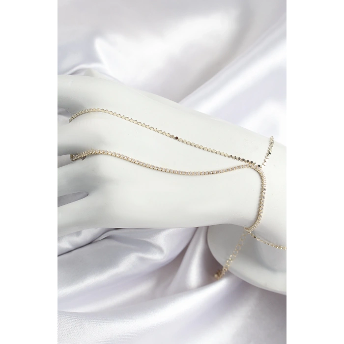 Dodes Dodes Pirinç Zirkon Taşlı Ezme Zincir Model Gold Renk Kadın Şahmeran TG27SN689