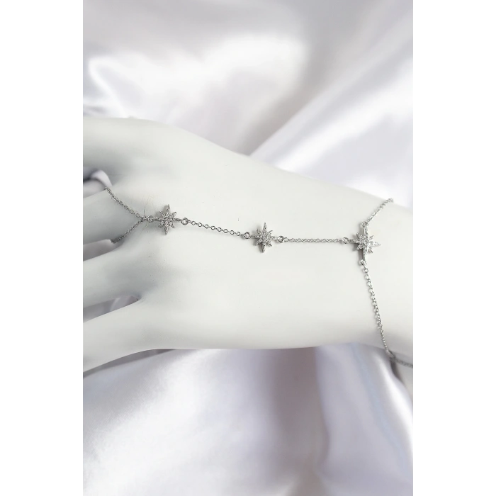 Dodes Dodes Pirinç Zirkon Taşlı Kutup Yıldızı Model Gümüş Renk Kadın Şahmeran TG27SN706